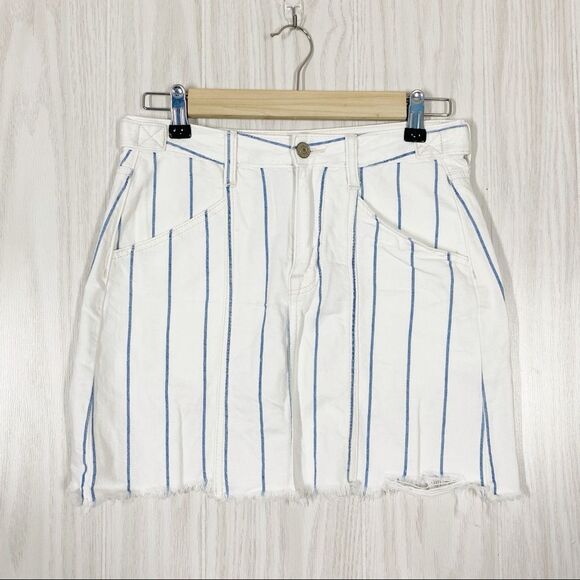 American Eagle | White / Blue Striped Hi Rise A-Line Skirt Size 0 - Picture 1 of 5